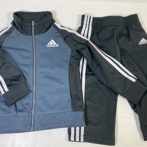 Adidas Baby Toddler Track Suit Athletic Pants Jacket Black Gray Toddler 24 Mths
